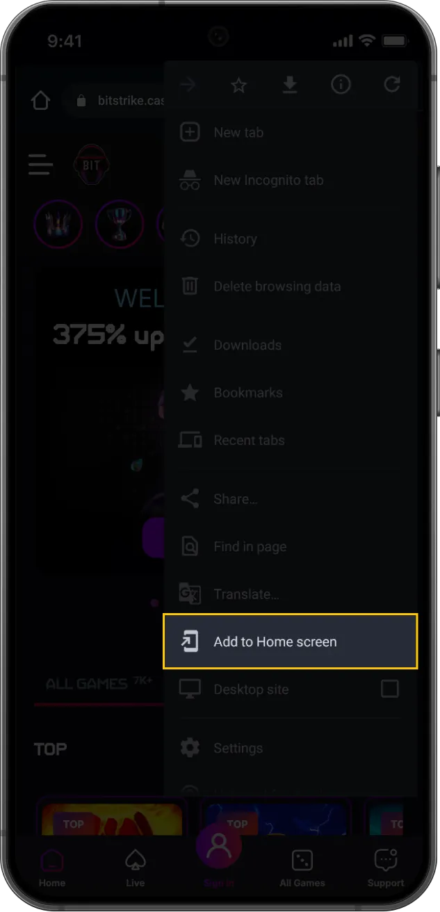Pwa instruction Android Chrome